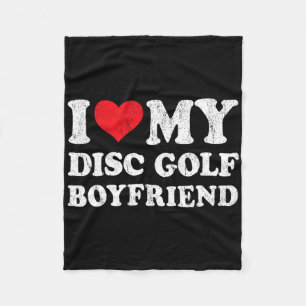 Jag älskar min discgolf-pojkvän Roligt presentkort Fleecefilt