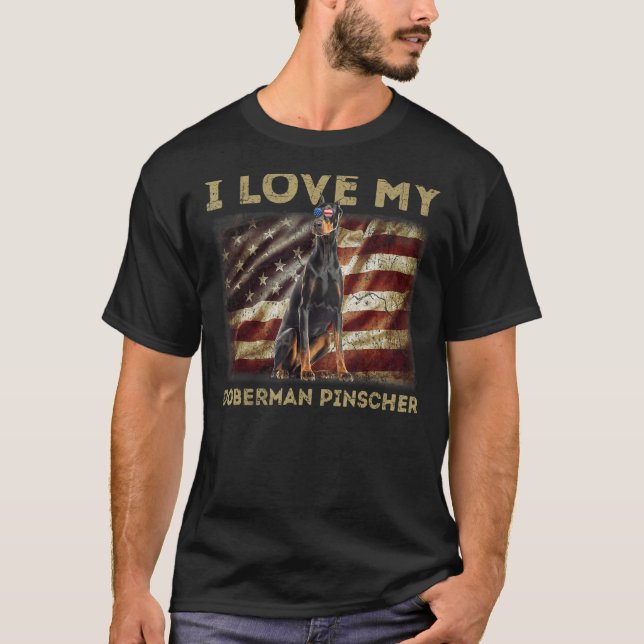 Jag älskar min dobermannpinscher pappa mamma ameri t shirt (Framsida)
