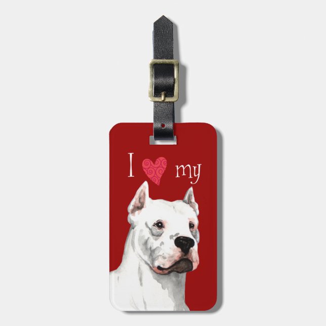 Jag älskar min Dogo Argentino Bagagebricka (Vertikal Framsida)
