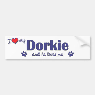 Jag älskar min Dorkie (den Male hunden) Bildekal