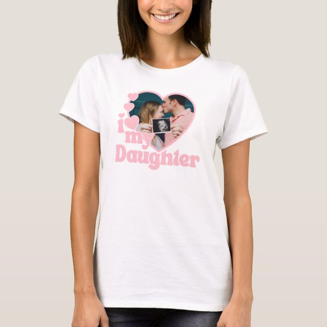 Jag älskar min dotters hjärta foto t shirt (Framsida)