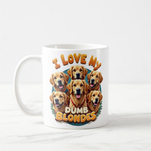 Jag älskar min dumma blonda Golden Retrievers Vint Kaffemugg