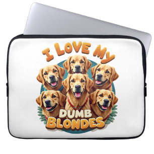 Jag älskar min dumma blonda Golden Retrievers Vint Laptop Fodral