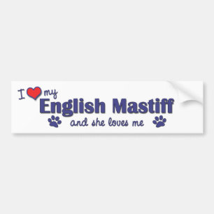 Jag älskar min engelska Mastiff (den kvinnliga Bildekal