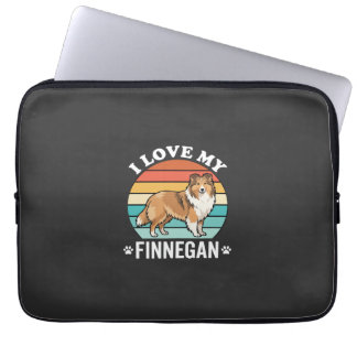 Jag älskar min Finnegan Sheltie Retro solnedgång Laptop Fodral