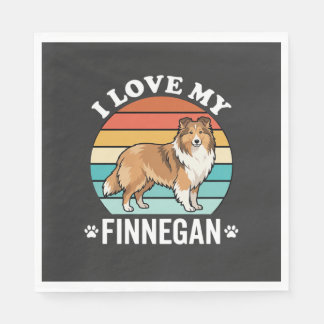 Jag älskar min Finnegan Sheltie Retro solnedgång Pappersservett