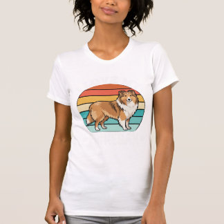 Jag älskar min Finnegan Sheltie Retro solnedgång T Shirt
