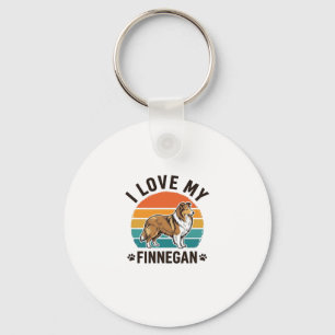 Jag älskar min Finnegan Vintage Hund Namn T-Shirt Nyckelring