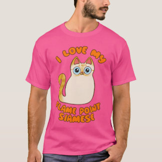 Jag älskar min Flame Point Siamese katt söta teckn T Shirt