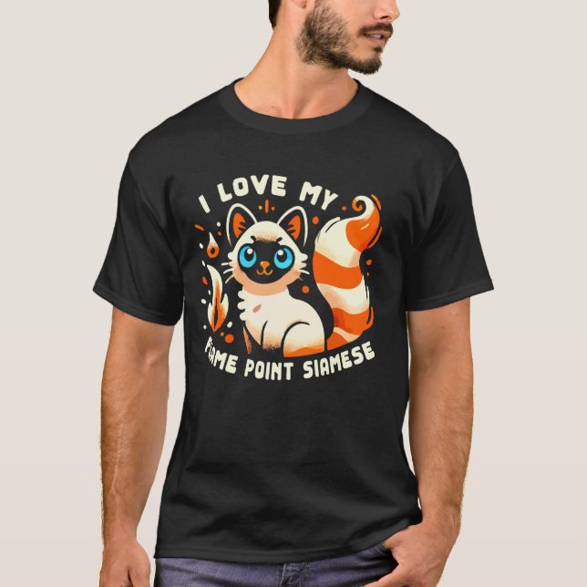 Jag älskar min Flame Point Siamesiska Perserkat T Shirt (Framsida)