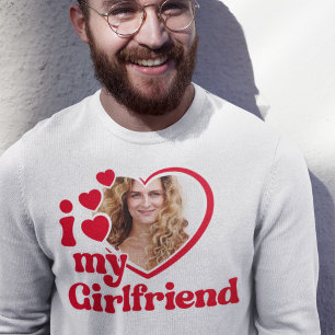 Jag älskar min flickvän anpassad crewneck lång ärmad tröja