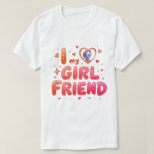 Jag älskar min flickvän Anpassad foto T Shirt