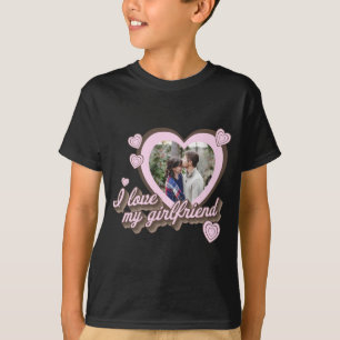 Jag älskar min flickvän anpassad foto T-shirt