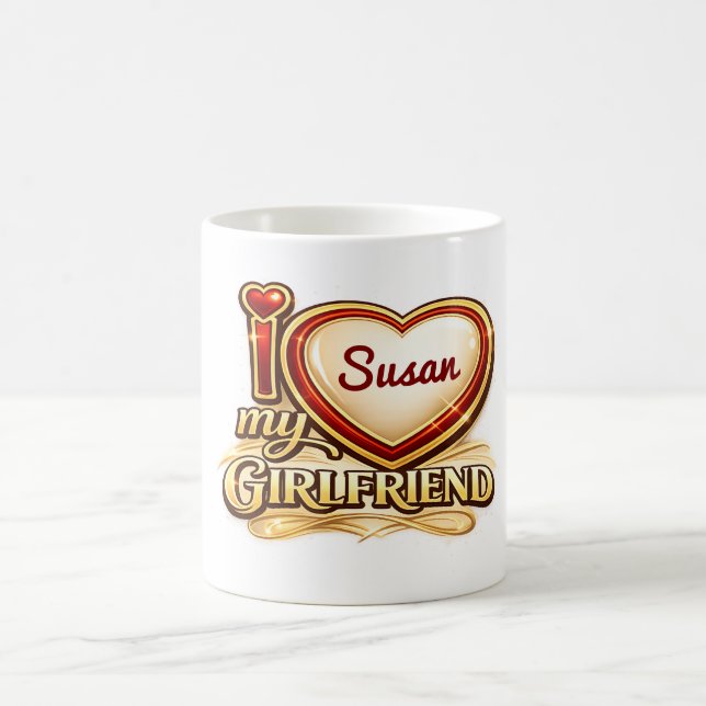 Jag älskar min flickvän Anpassad Kaffemugg (Center)