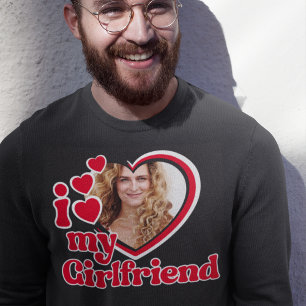 Jag älskar min flickvän anpassad svart crewneck lång ärmad tröja