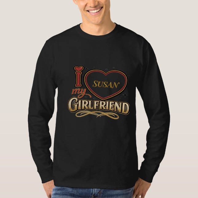 Jag älskar min flickvän Anpassad T Shirt (Framsida)