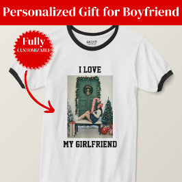 Jag älskar min flickvän Foto Ringer T-Shirt Presen
