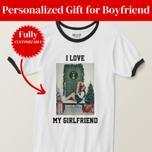 Jag älskar min flickvän Foto Ringer T-Shirt Presen