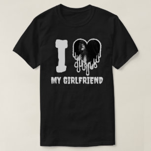 Jag älskar min flickvän Gothic Vit Hjärtfoto T Shirt