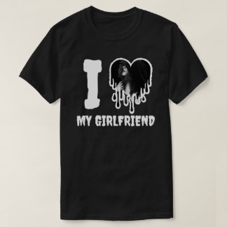 Jag älskar min flickvän Gothic Vit Hjärtfoto T Shirt