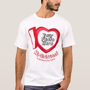 Jag älskar min flickvän hjärta foto Valentines röd T Shirt