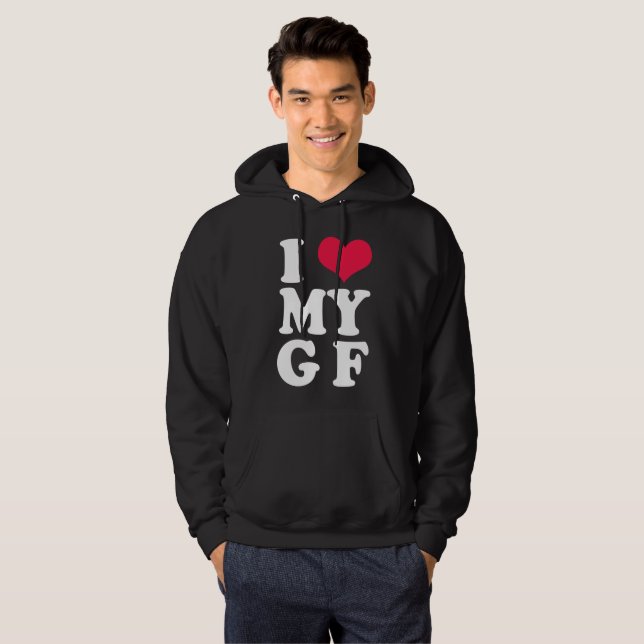 Jag älskar min flickvän hoodie (Hel framsida)