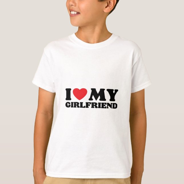 Jag älskar min flickvän klassiker t shirt (Framsida)