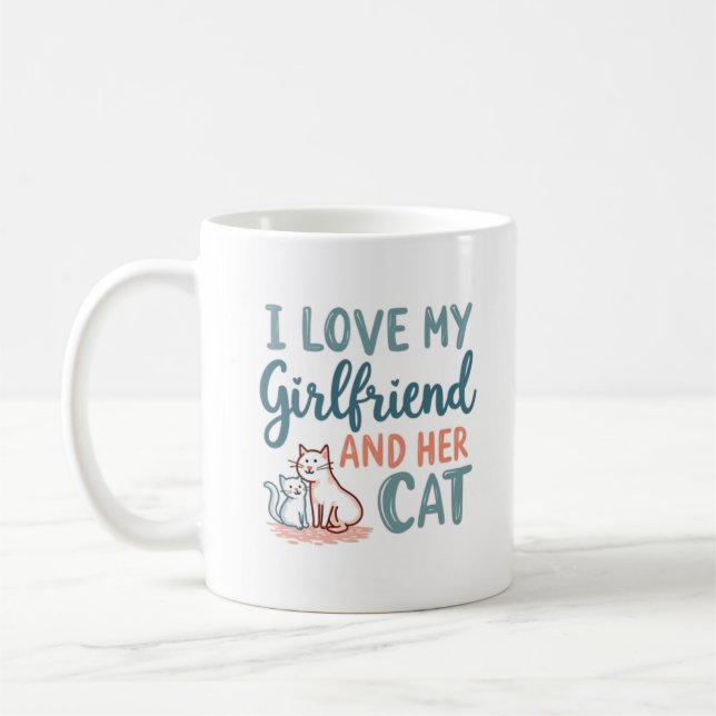 Jag älskar min flickvän och hennes katt Muggdesign Kaffemugg (Vänster)