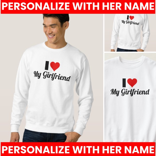 Jag älskar min flickvän söt lång ärmad tröja (I Heart My GF I Love My Girlfriend T-Shirt Sweatshirt)
