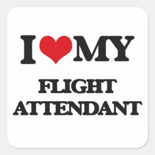 Jag älskar min flygvärdinna fyrkantigt klistermärke