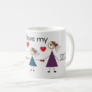 Jag älskar min förtjusande pinnesystrar för kaffemugg
