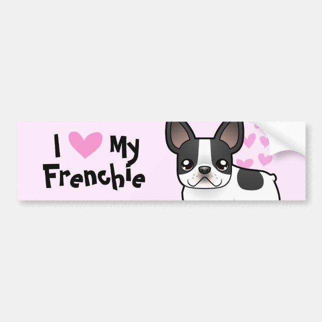 Jag älskar min franska bulldogg bildekal (Framsidan)