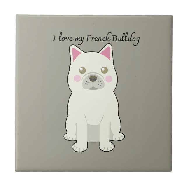 Jag älskar min franska bulldogg kakelplatta (Framsidan)