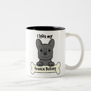 Jag älskar min franska bulldogg Två-Tonad mugg