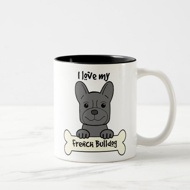 Jag älskar min franska bulldogg Två-Tonad mugg (Höger)