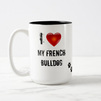 jag älskar min franska bulldoggkaffemugg Två-Tonad mugg