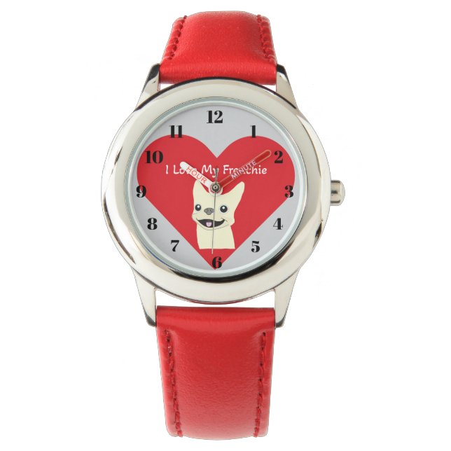 Jag älskar min Frenchie,  Armbandsur (Framsida)