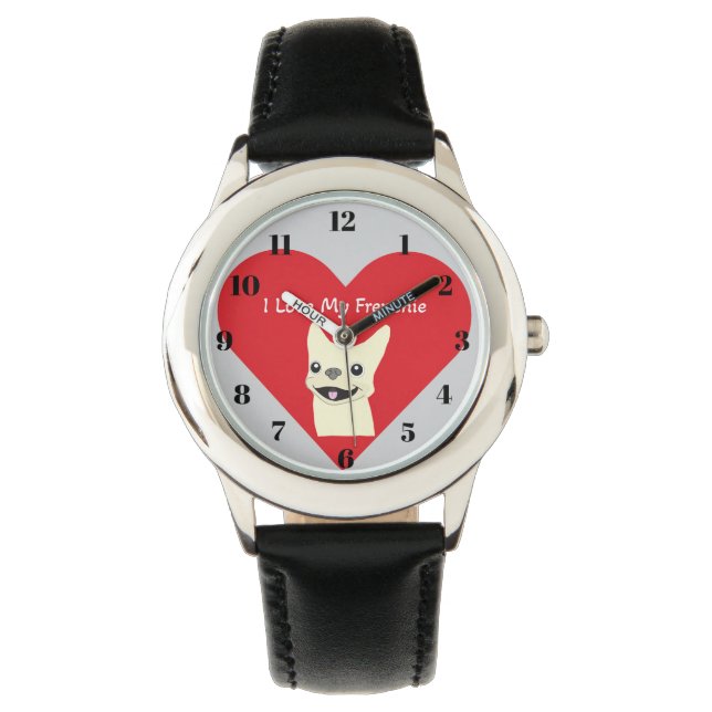 Jag älskar min Frenchie,  Armbandsur (Framsida)