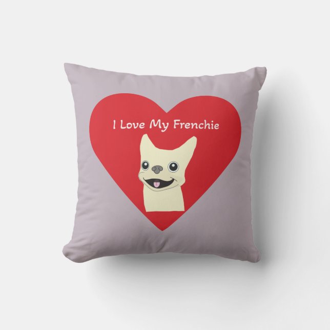 Jag älskar min Frenchie, Lavender Kudde (Framsida)