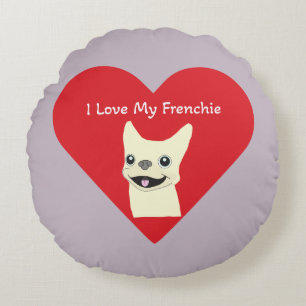 Jag älskar min Frenchie, Lavender Rund Kudde