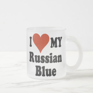 Jag älskar min frostade kaffemugg för ryska blå