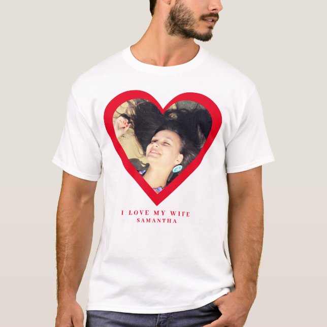Jag älskar min fru anpassad foto T-shirt (Framsida)