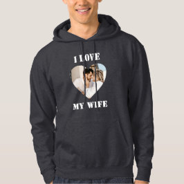 Jag älskar min fru Hjärtan Anpassad Personlig Foto Hoodie