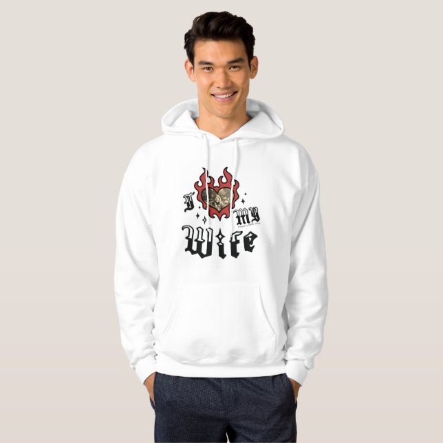 Jag älskar min fru - Röd - DingusDesign  Hoodie (Hel framsida)