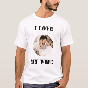 Jag älskar min fru Rund anpassad personlig foto T Shirt