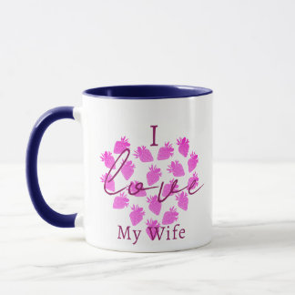 Jag älskar min fru Valentines-mugg - Jordbärsdesig Mugg