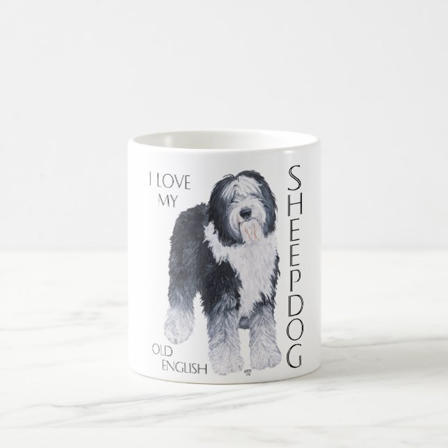 Jag älskar min gamla engelska fårhund kaffemugg (Center)