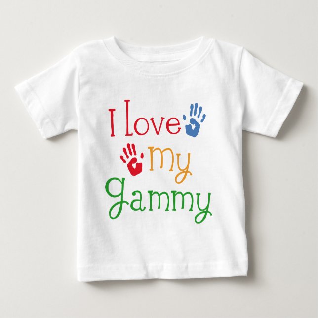 Jag älskar min Gammy Handprints Tee Shirt (Framsida)