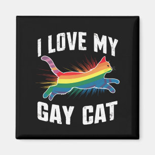 Jag älskar min gaykatt rolig regnbåge stolthet Lgb Magnet