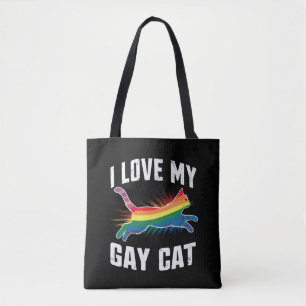 Jag älskar min gaykatt rolig regnbåge stolthet Lgb Tygkasse